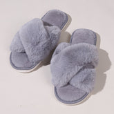 Fluffy Slippers Outerwear Cross Household Indoor Plush Lazy Cotton Slippers